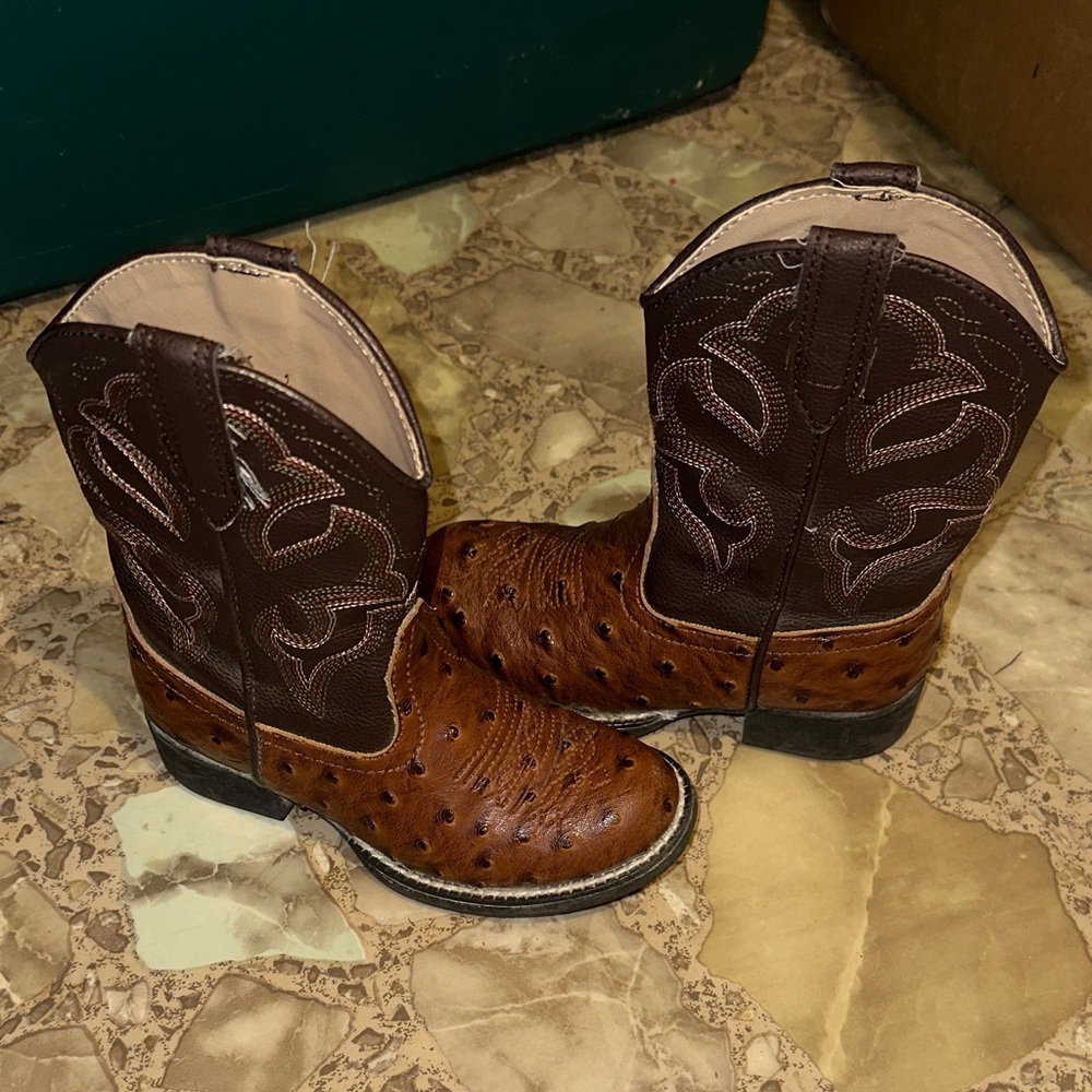Toddler Brown Leather Cowboy Boots